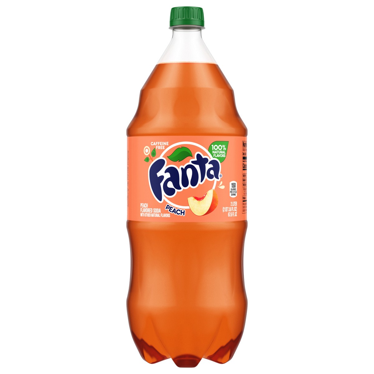 slide 1 of 5, Fanta Peach Soda Bottle, 2 Liters, 67.6 fl oz