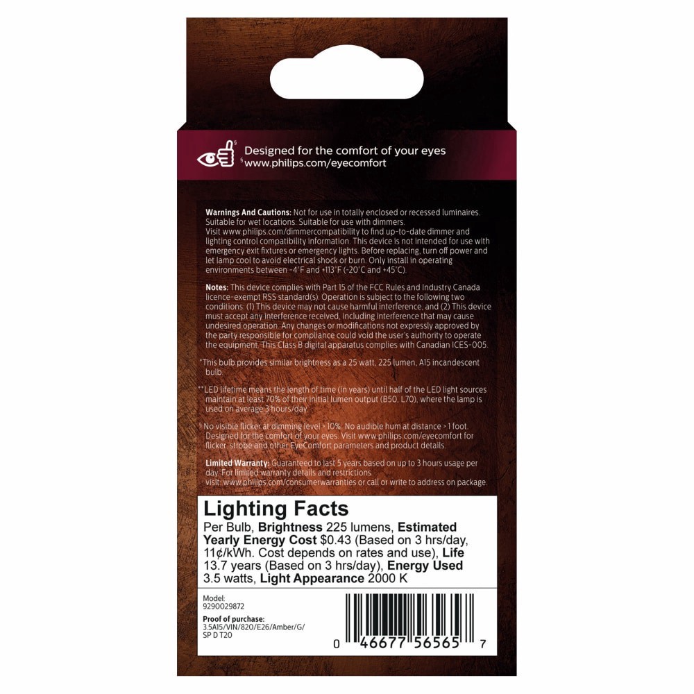 slide 3 of 3, Philips 3.5-Watt (25-Watt) Medium Base Spiral A15 Dimmable Vintage Led Light Bulb, 1 ct