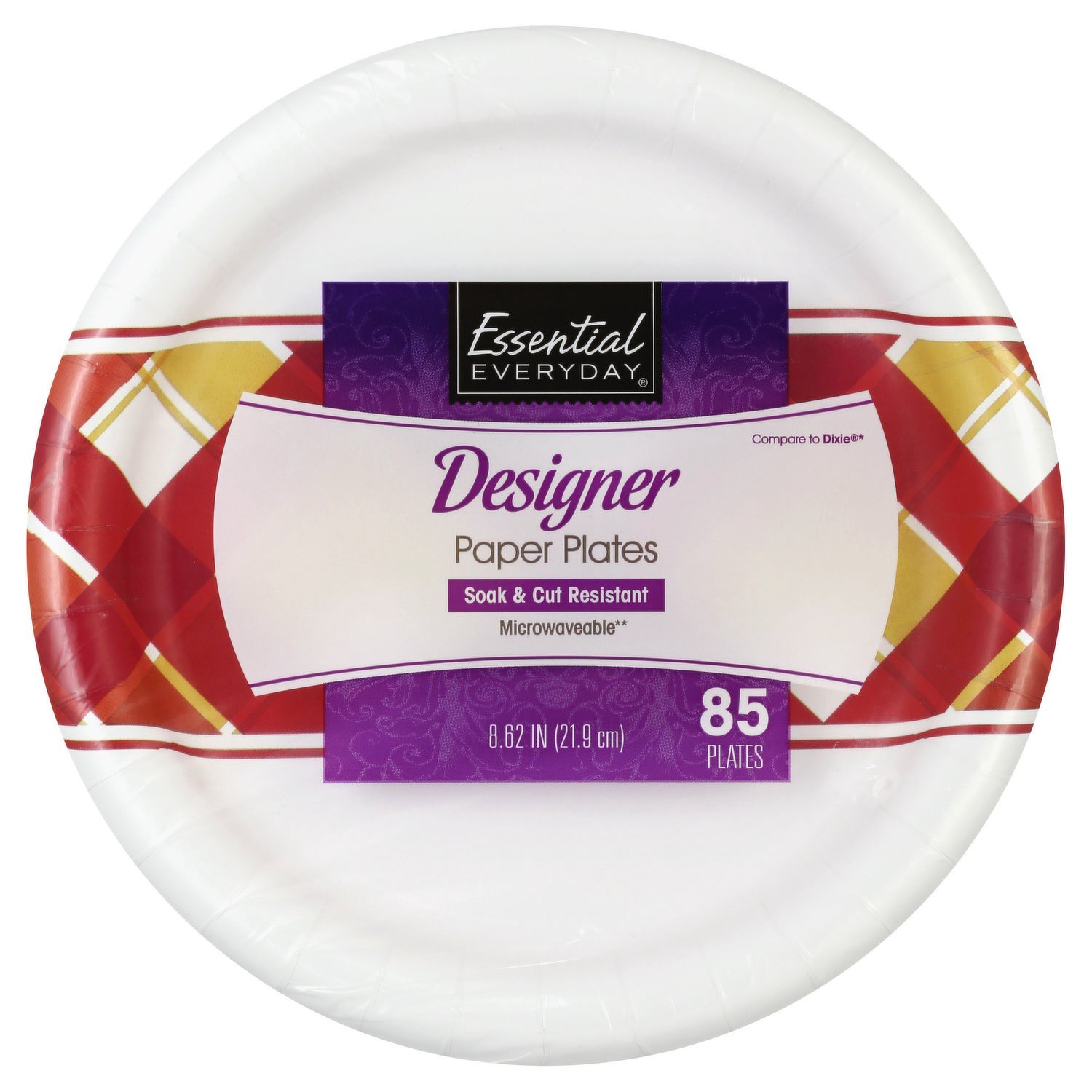 slide 1 of 1, Essential Everyday Paper 9 In Designer Plate, 85 ct