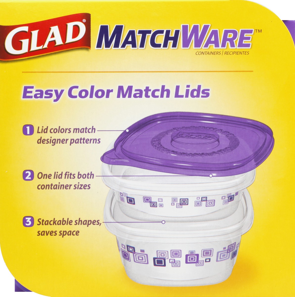 slide 2 of 5, Glad Blue MatchWare Square Food Storage Containers & Lids, 4 ct