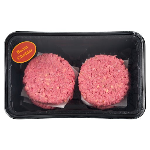 slide 1 of 1, Market District Bacon & Cheddar Stuffed Ground Chuck Burger, Certified Angus Beef, per lb
