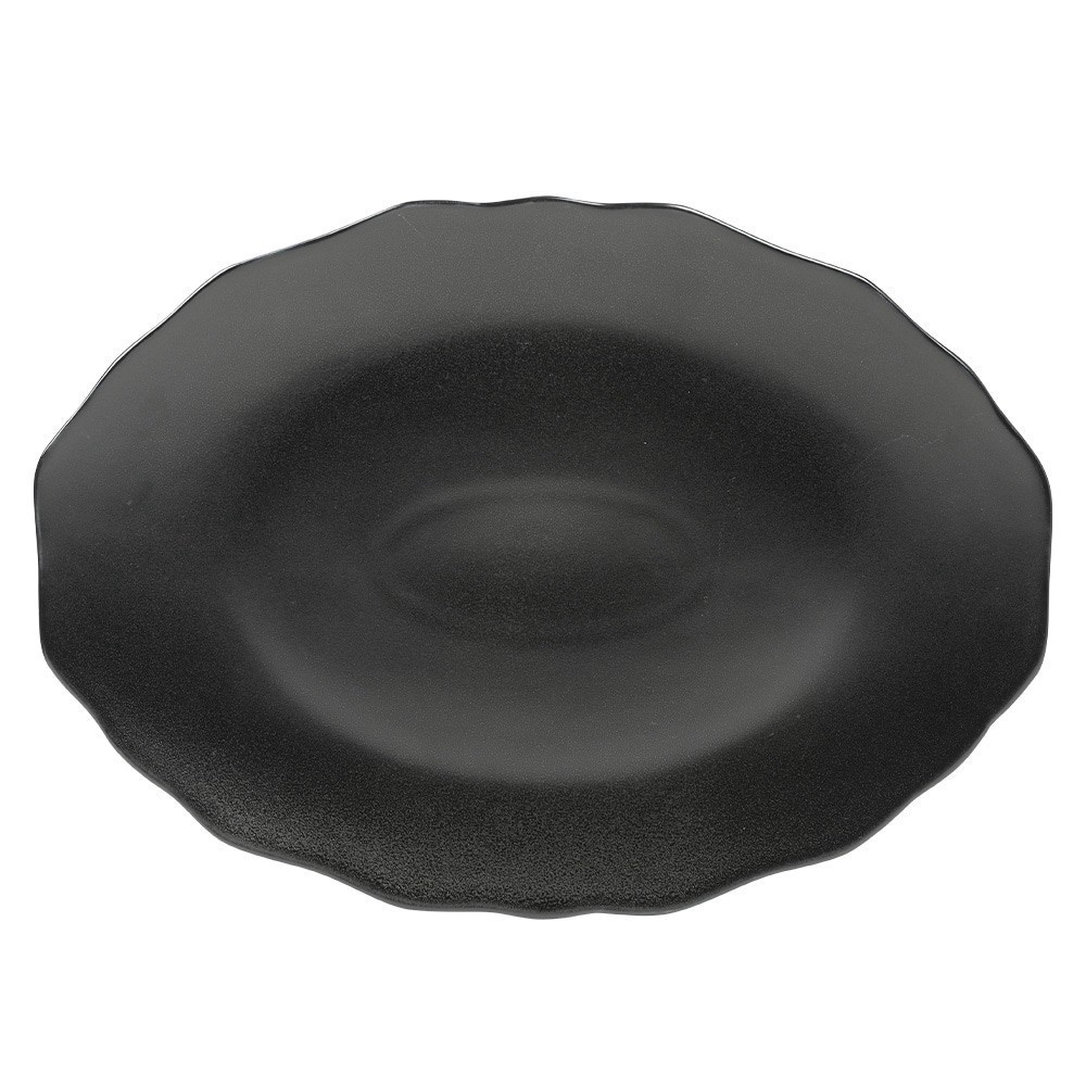 slide 1 of 1, Sur La Table Scalloped Serving Platter - Black, 16.6 in