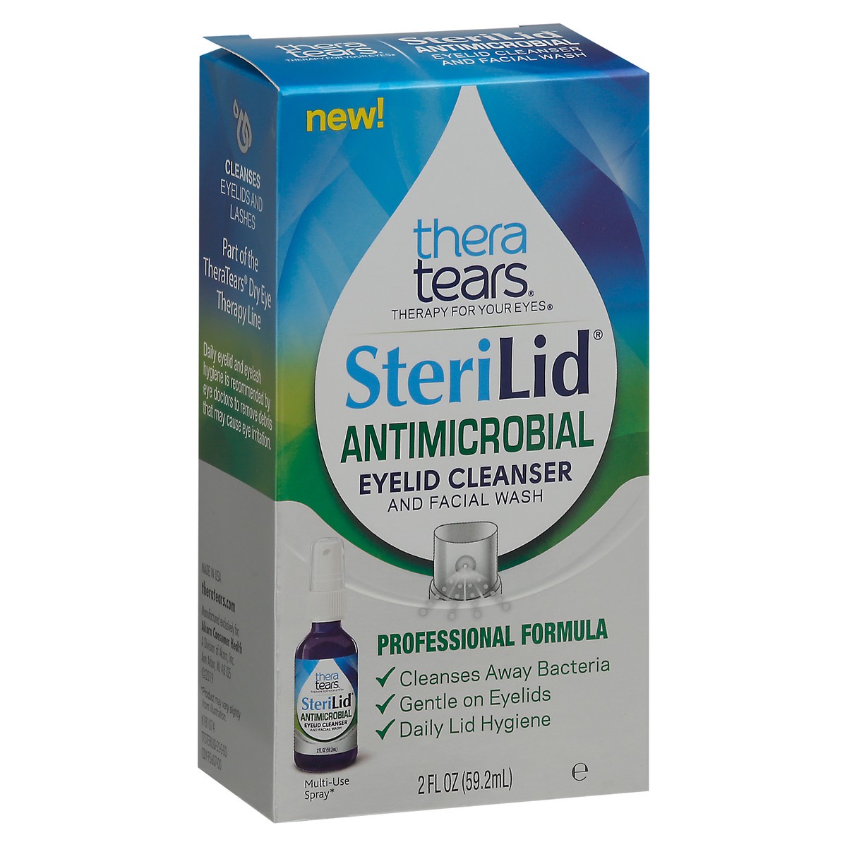 slide 5 of 9, TheraTears SteriLid Antimicrobial Eyelid Cleanser and Facial Wash, 2 fl oz Spray, 2 oz