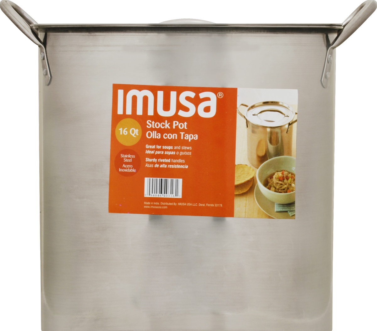 slide 2 of 2, IMUSA Stainless Steel Stock Pot, 16 qt
