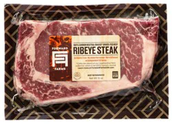 Beef Ribeye Steak Fresh Grass-Fed Raised On 100% Carbon-Neutral Farms - 10 Oz