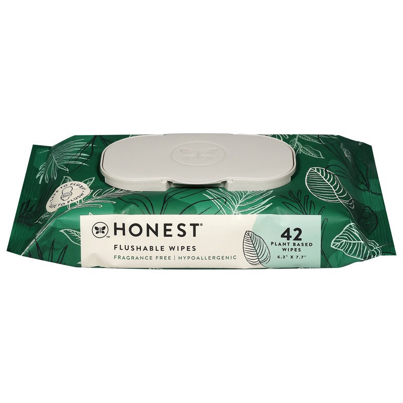slide 1 of 1, Honest Flushable Fragrance Free Plant Based Wipes 42 Each, 42 ct
