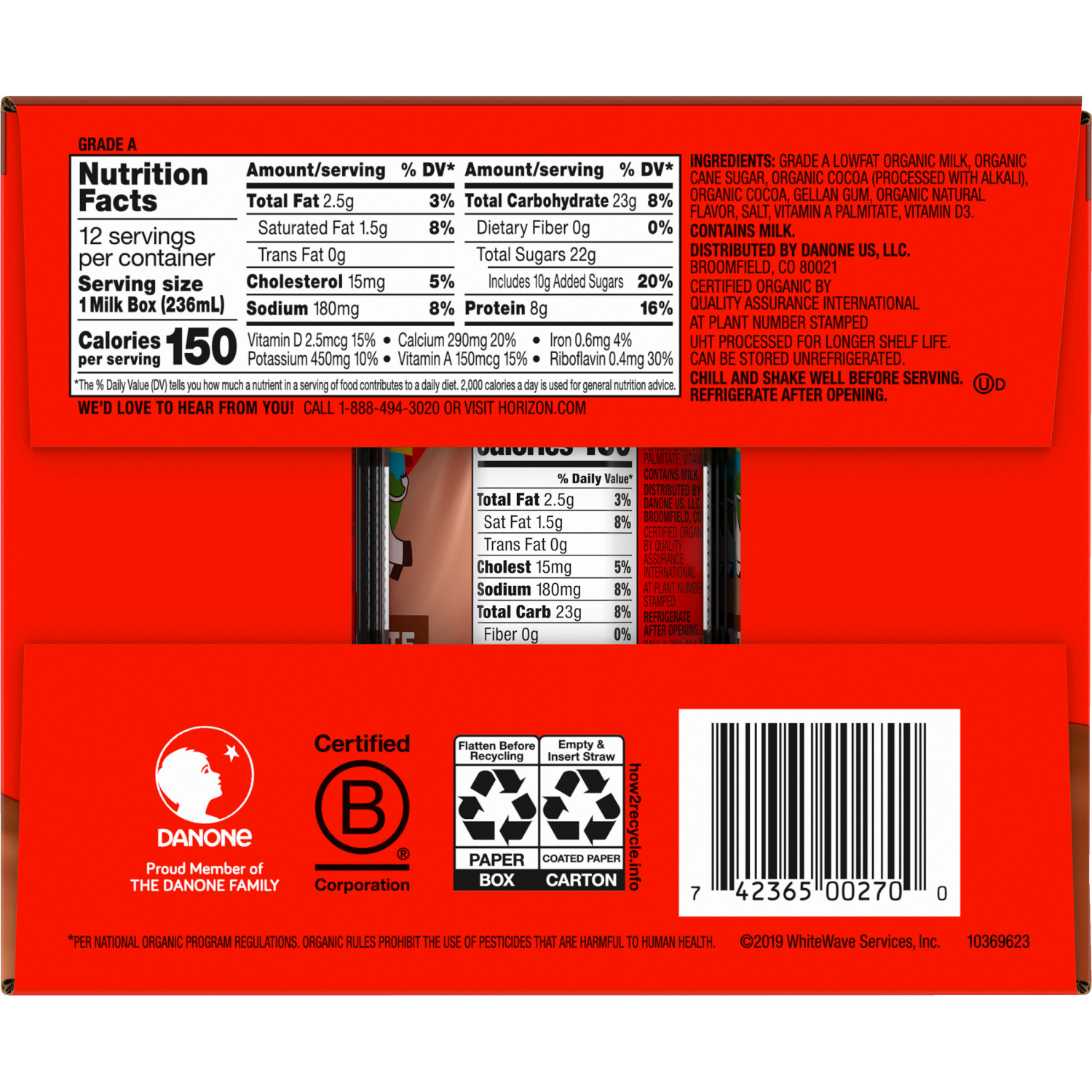 slide 3 of 5, Horizon Organic Shelf-Stable 1% Low Fat Milk Boxes, Chocolate, 8 fl oz, 12 Pack, 12 ct