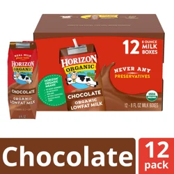 Horizon Organic Shelf-Stable 1% Low Fat Milk Boxes, Chocolate, 8 fl oz, 12 Pack