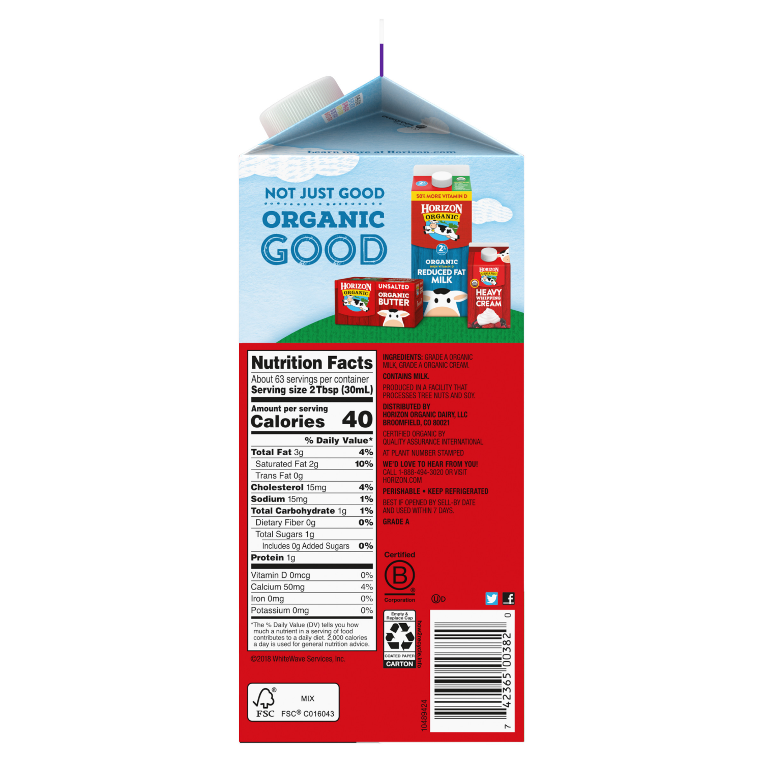 slide 3 of 8, Horizon Organic Half & Half, Half Gallon - 64 oz, 64 oz