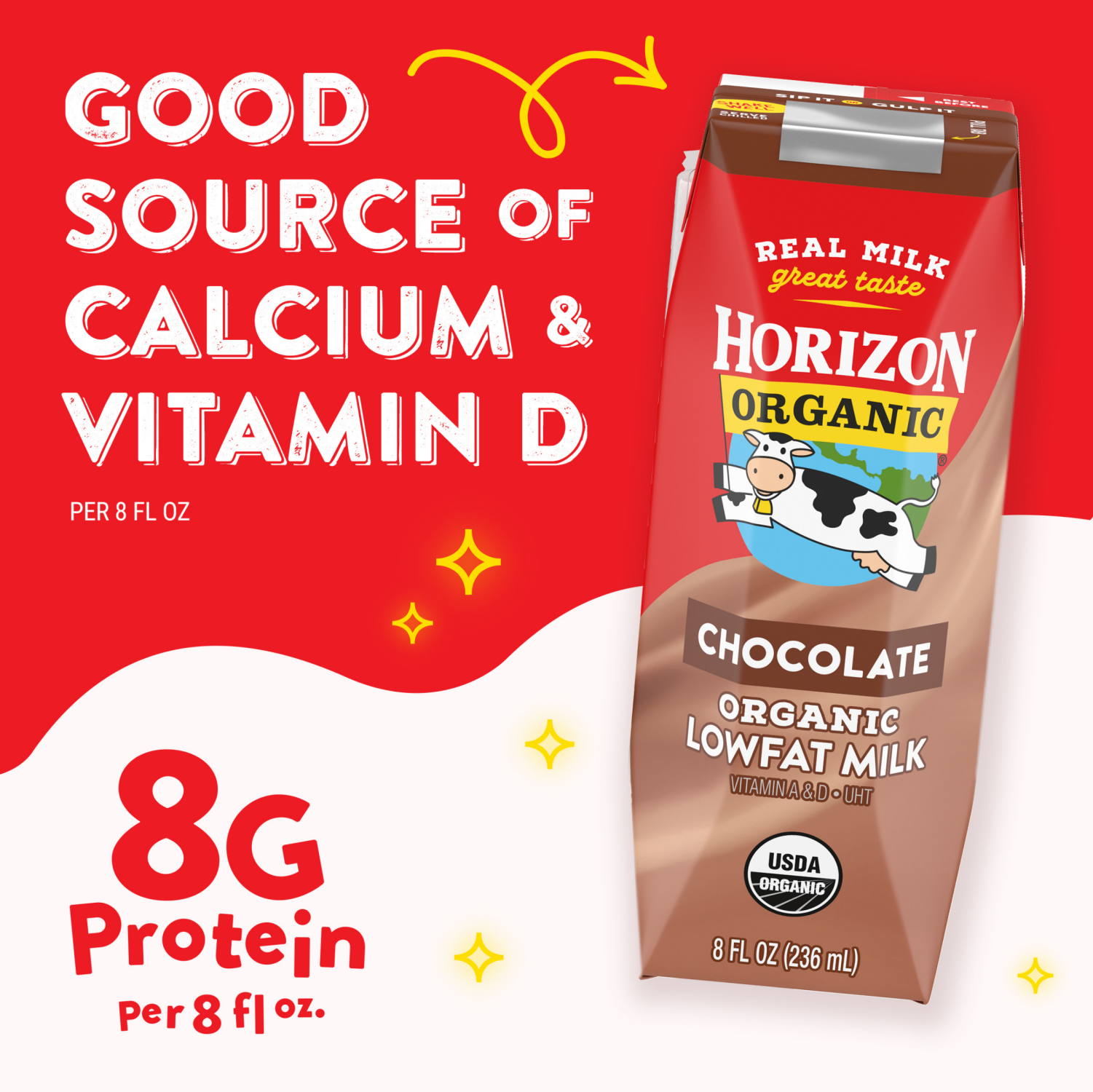 slide 7 of 8, Horizon Organic Shelf-Stable 1% Low Fat Milk Boxes, Chocolate, 8 fl oz, 6 Pack, 6 ct