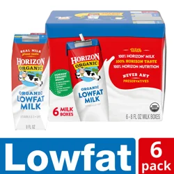 Horizon Organic Shelf-Stable 1% Low Fat Milk Boxes, 8 fl oz, 6 Pack