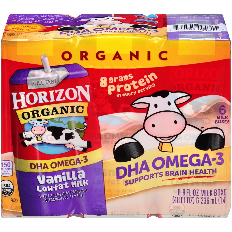 slide 1 of 7, Horizon Organic 1% Vanilla Milk DHA Added, 6 ct, 8 fl oz
