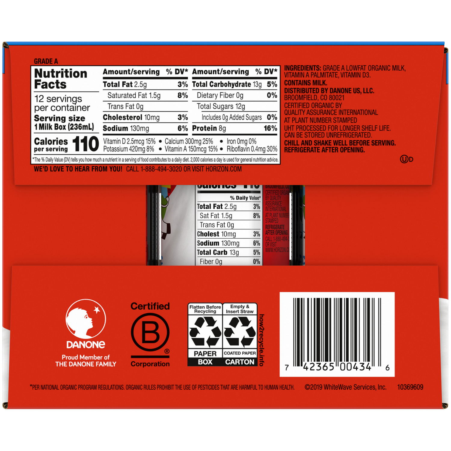 slide 3 of 5, Horizon Organic Shelf-Stable 1% Low Fat Milk Boxes, 8 fl oz, 12 Pack, 12 ct