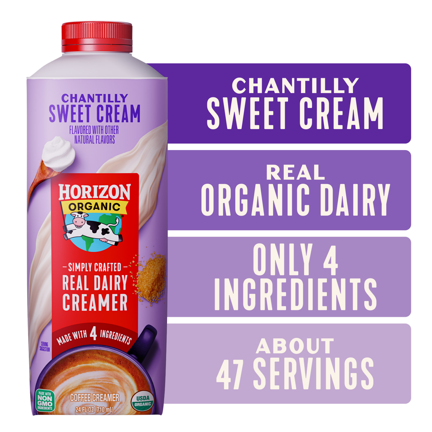 slide 1 of 8, Horizon Organic Real Dairy Chantilly Sweet Cream Coffee Creamer, 24 fl oz, 24 fl oz