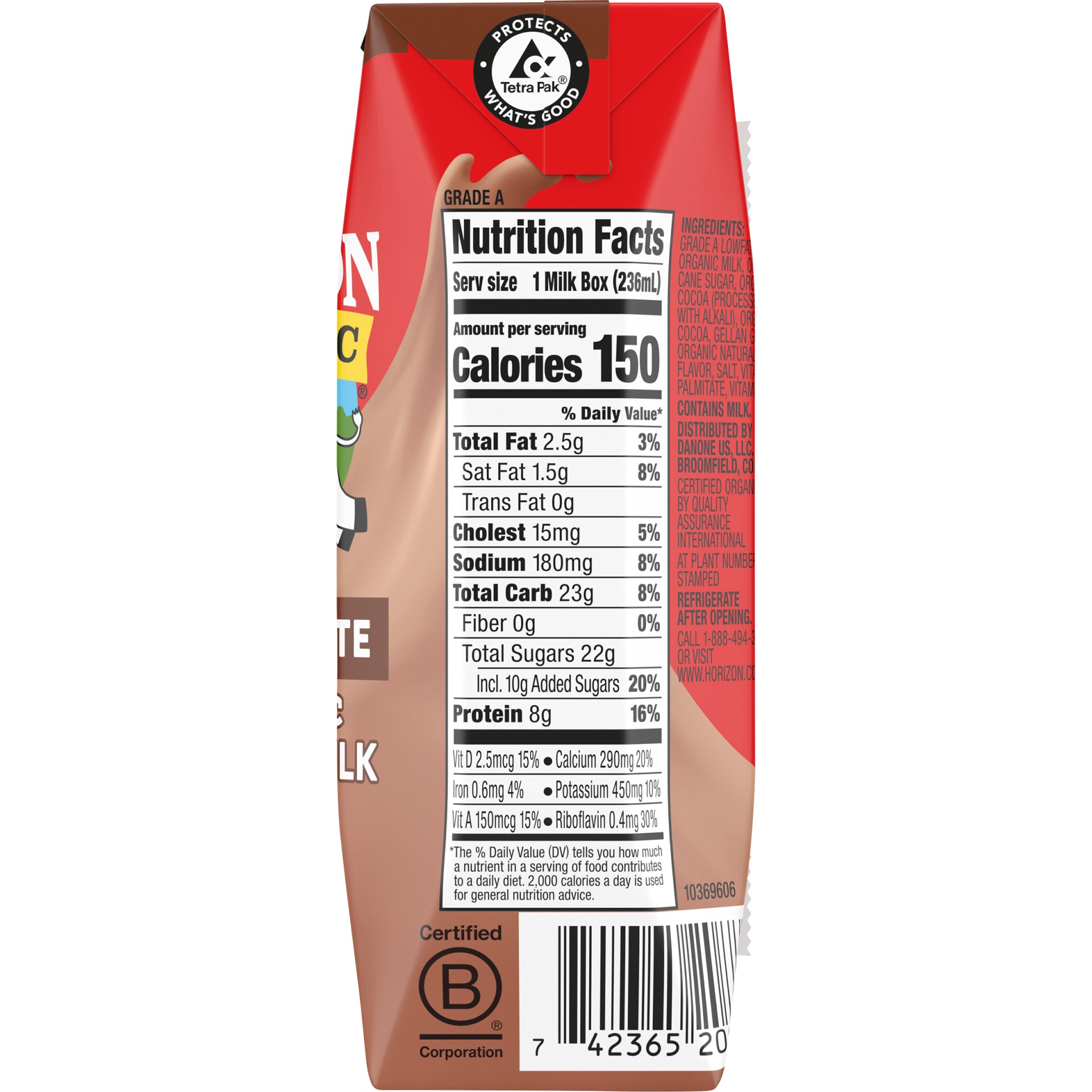 slide 5 of 9, Horizon Organic Reduced Fat Chocolate Milk, 8 oz