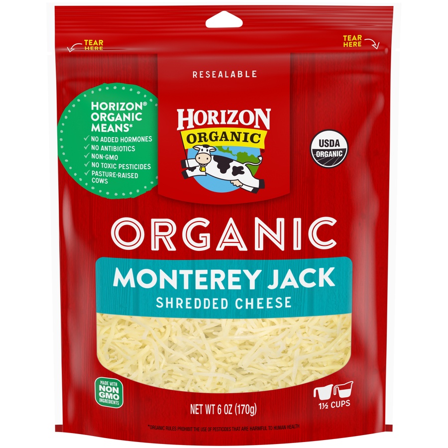 slide 1 of 8, Horizon Organic Monterey Jack Shredded Cheese, 6 oz