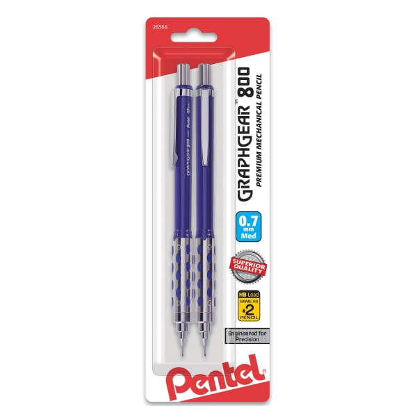 slide 1 of 1, Pentel Graph Gear 800 Mechanical Drafting Pencils Blue Barrel, 2 ct; 0.7 mm