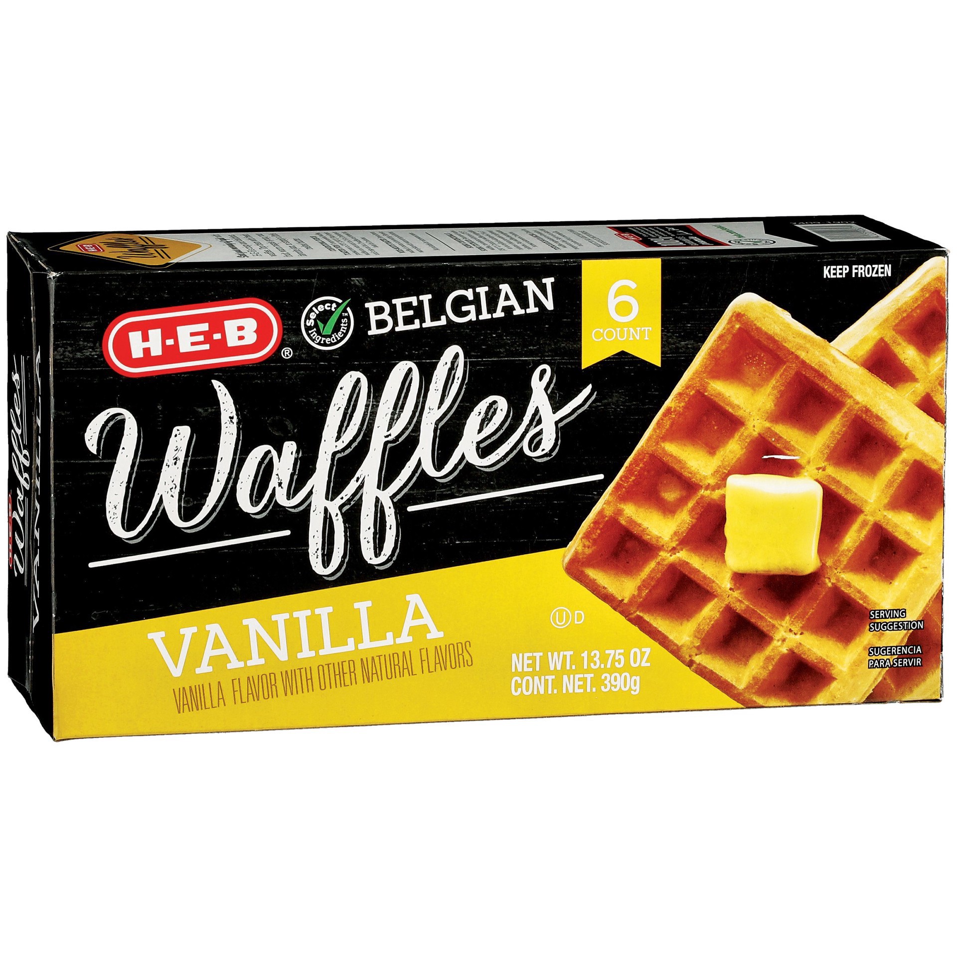 slide 1 of 1, H-E-B Classic Selections Belgian Waffles, 6 ct