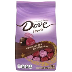 DOVE PROMISES Milk & Dark Chocolate Valentines Day Candy Hearts, 24.2 oz Bag