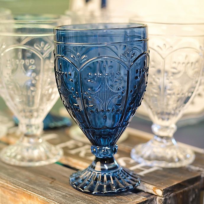 slide 4 of 4, Fitz and Floyd Trestle Goblets - Indigo, 4 ct