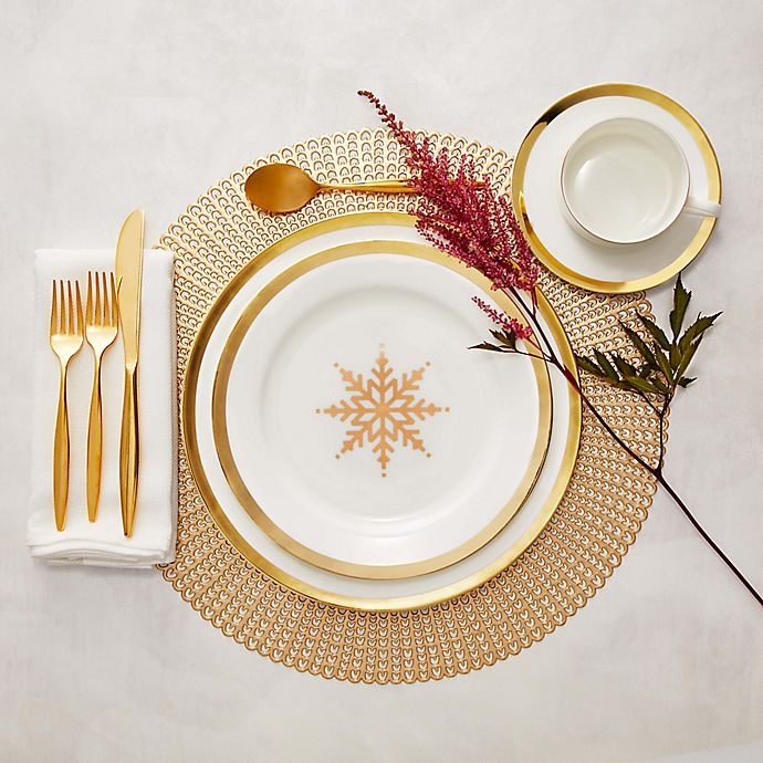 slide 2 of 4, Nevaeh White by Fitz and Floyd Grand Rim Wide Band Gold Dinner Plate, 1 ct