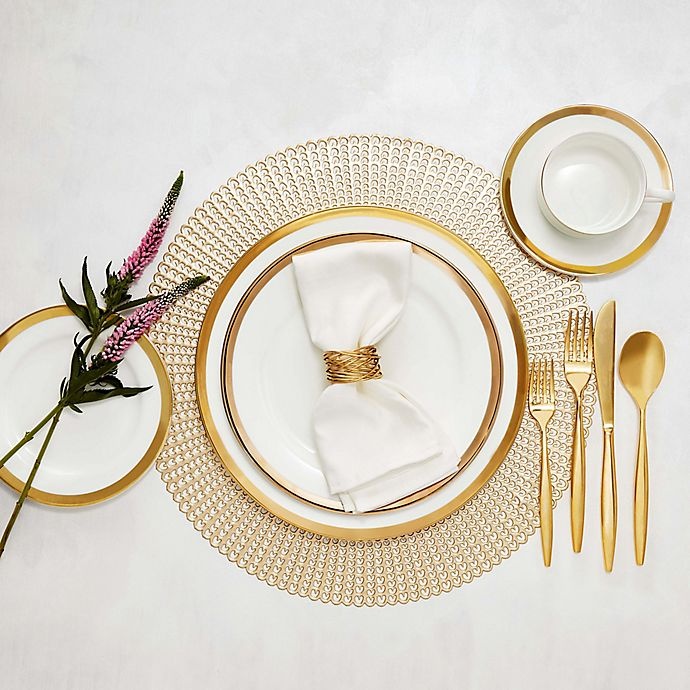 slide 3 of 4, Nevaeh White by Fitz and Floyd Grand Rim Wide Band Gold Dinner Plate, 1 ct