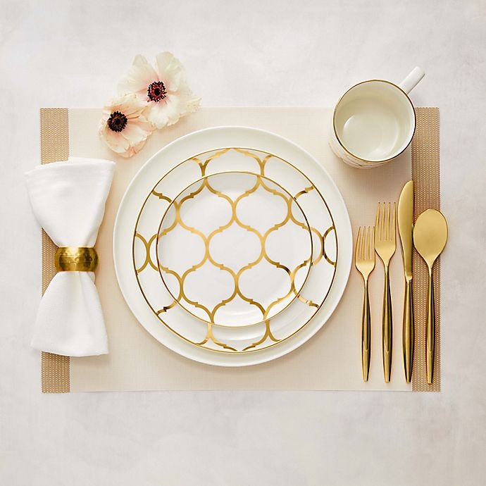 slide 2 of 3, Nevaeh White by Fitz and Floyd Lattice Coupe Salad Plate - Gold, 1 ct