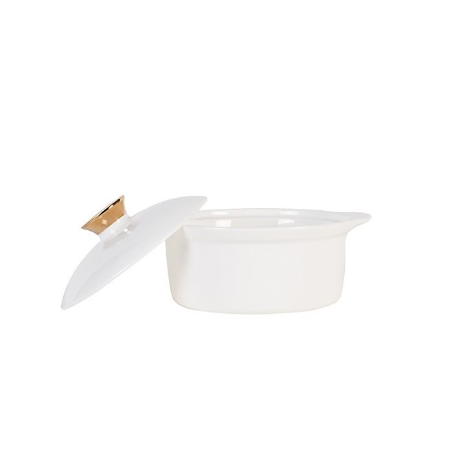 slide 2 of 3, Nevaeh White by Fitz and Floyd Grand Rim Gold Lidded Soup Bowl, 1 ct