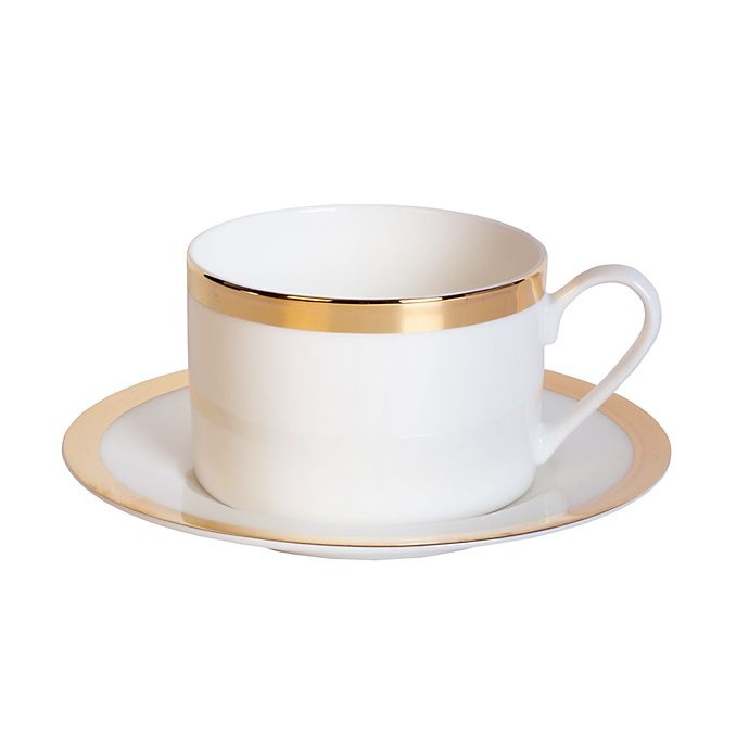 slide 5 of 7, Nevaeh White by Fitz and Floyd Grand Rim Wide Band Gold Place Setting, 5 ct