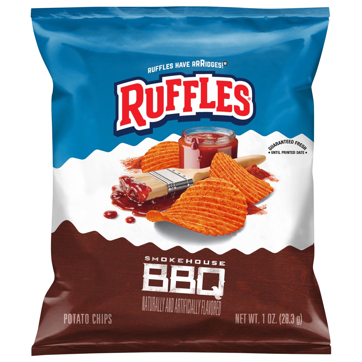 slide 4 of 8, Ruffles Potato Chips Smokehouse BBQ 1 Oz, 1 oz