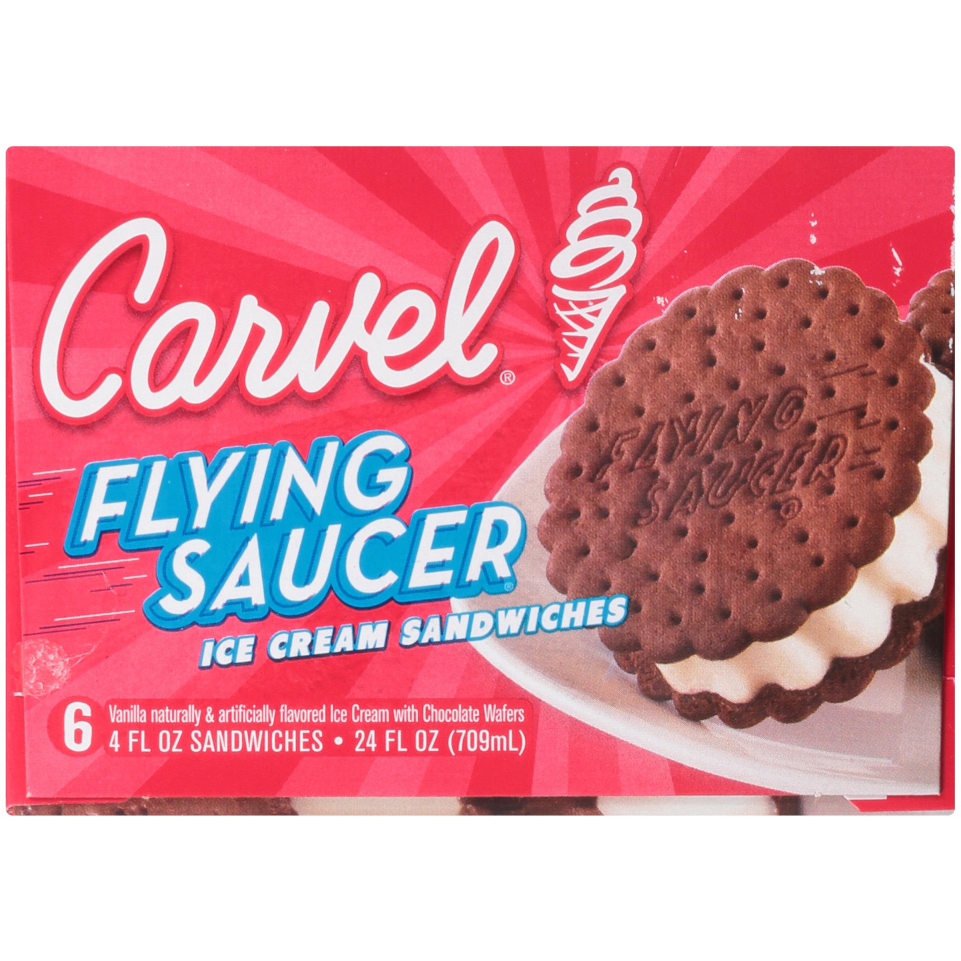 slide 2 of 6, Carvel Flying Saucer Ice Cream Sandwiches, 6 ct; 4 oz