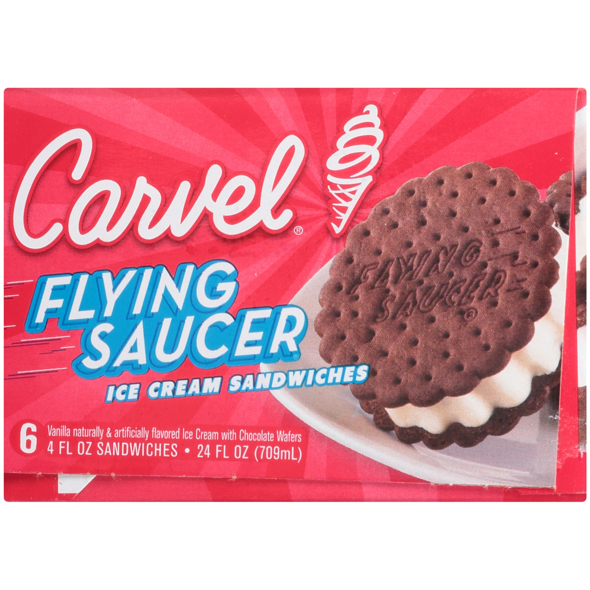 slide 3 of 6, Carvel Flying Saucer Ice Cream Sandwiches, 6 ct; 4 oz