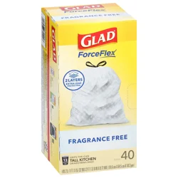 Glad Forceflex Tall Kitchen Drawstring Trash Bags 13 Gallon - 40 Count