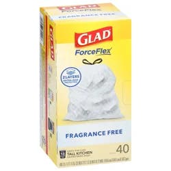 Glad Forceflex Tall Kitchen Drawstring Trash Bags 13 Gallon - 40 Count