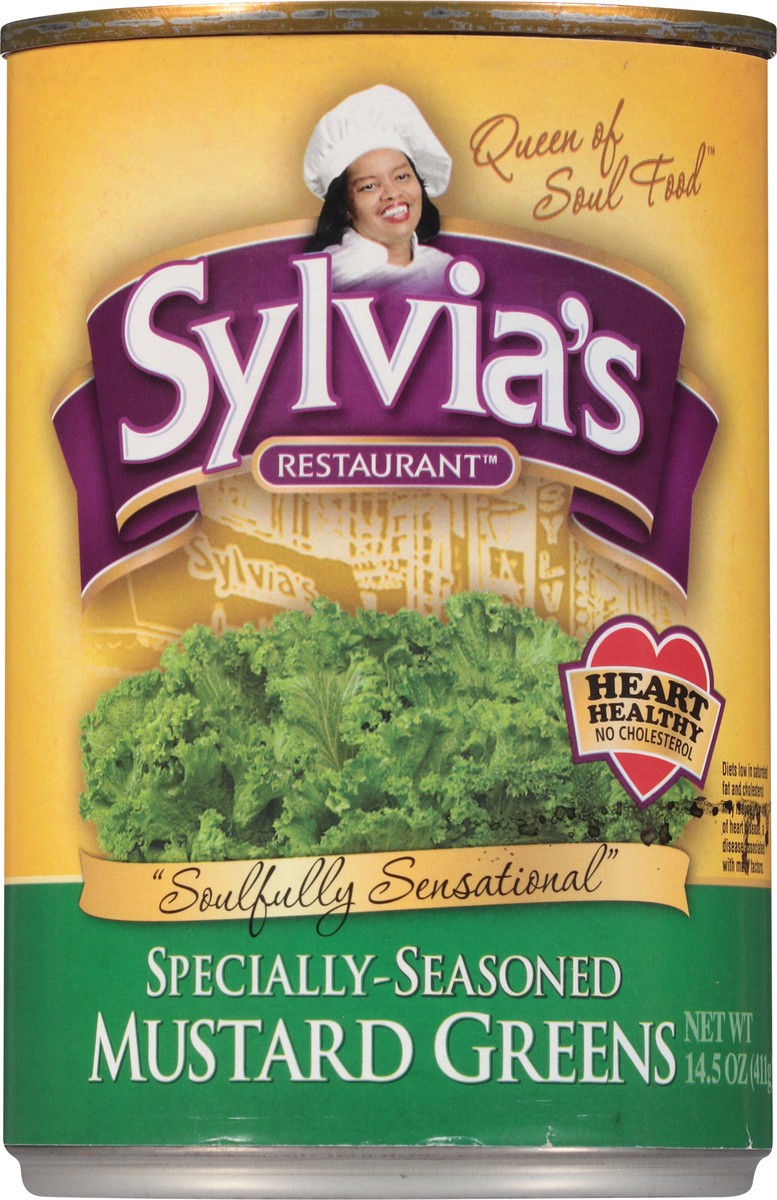 slide 6 of 9, Sylvia's Restaurant Specially-Seasoned Mustard Greens 14.5 oz, 14.5 oz