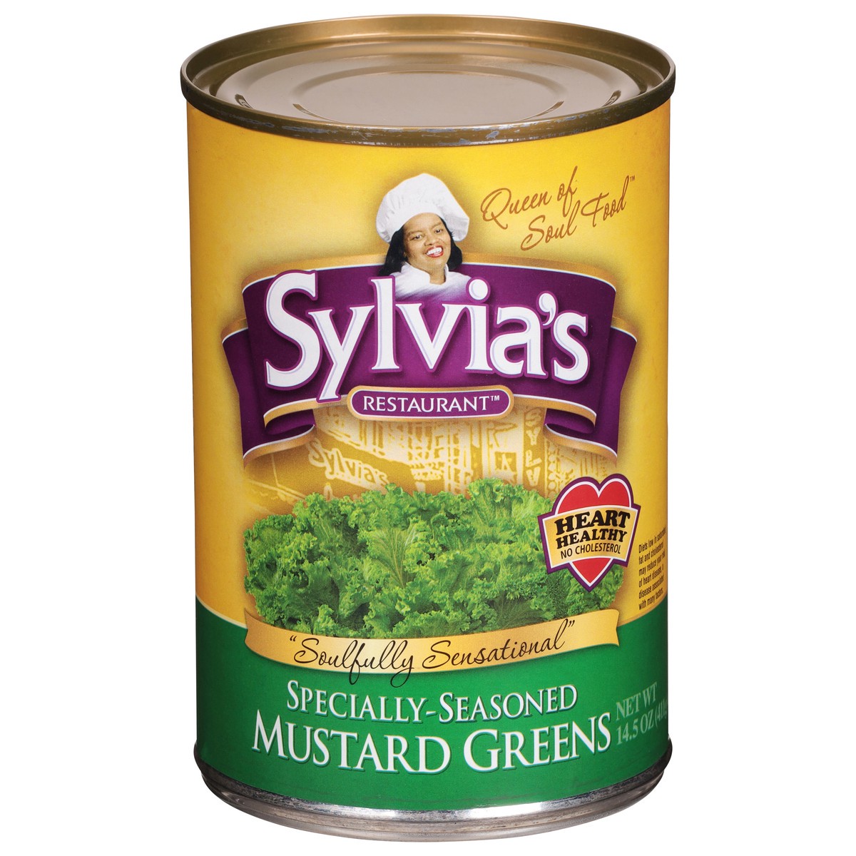 slide 1 of 9, Sylvia's Restaurant Specially-Seasoned Mustard Greens 14.5 oz, 14.5 oz