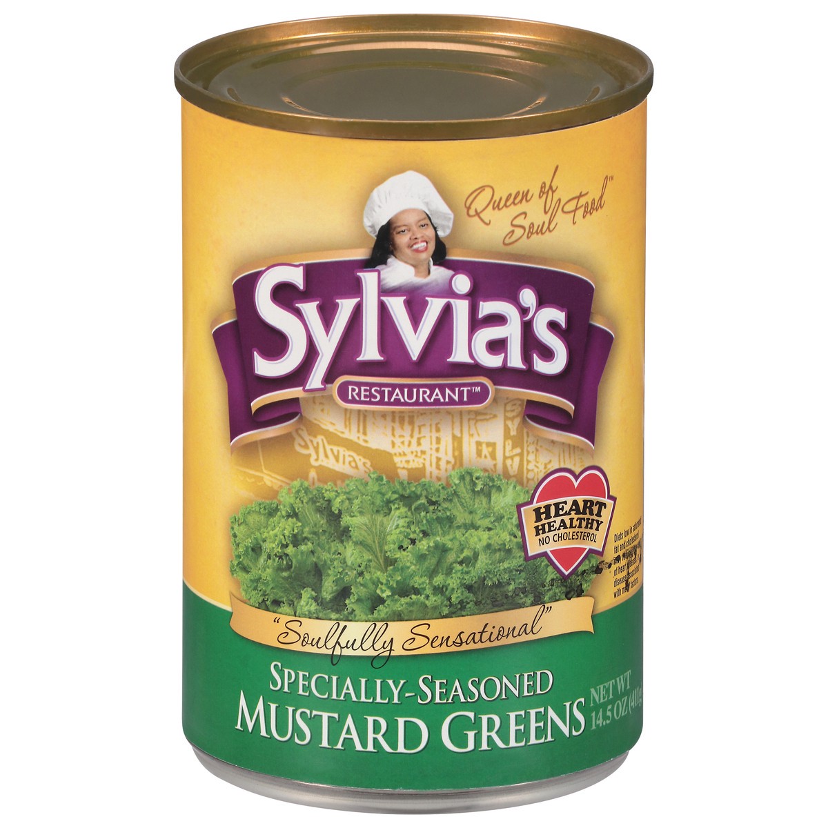 slide 1 of 9, Sylvia's Restaurant Specially-Seasoned Mustard Greens 14.5 oz, 14.5 oz