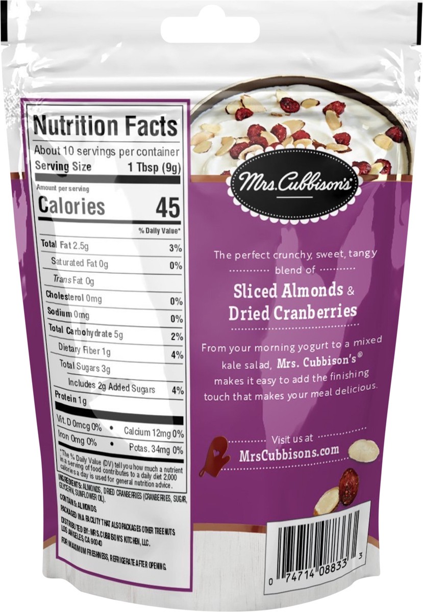 slide 3 of 3, Mrs. Cubbison's Toasted Sliced Almonds & Cranberries 3.25 oz, 3.25 oz