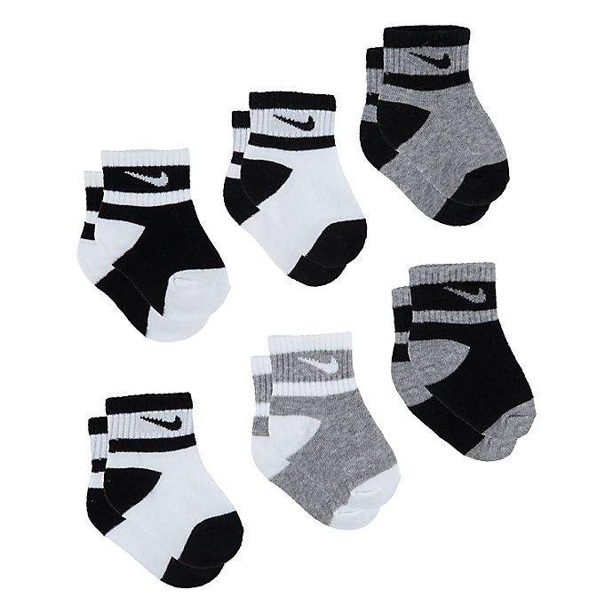 slide 2 of 2, Nike Toddler Swoosh Socks - Black/White/Grey, 6 ct