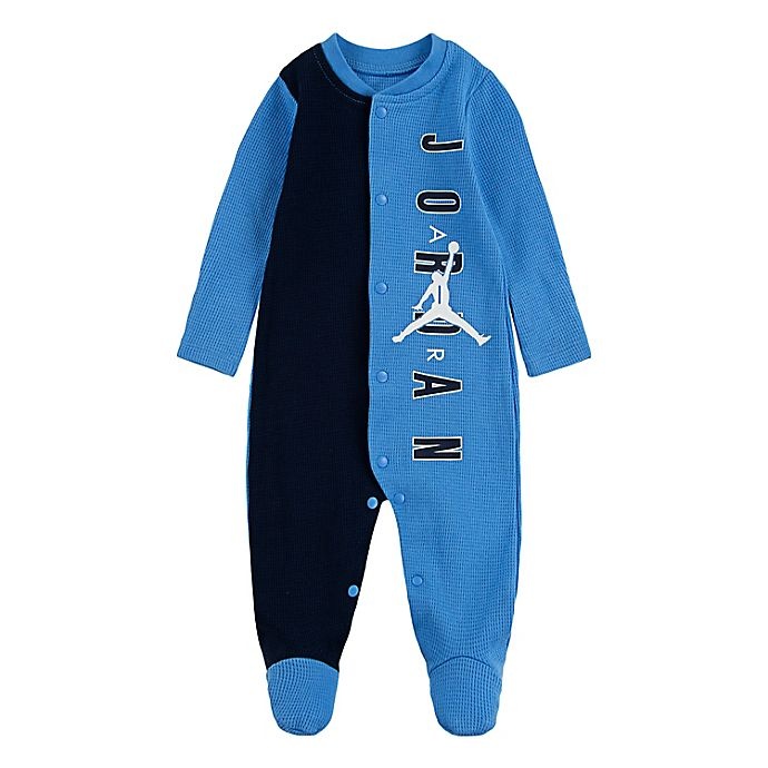 slide 1 of 3, Nike Jordan Newborn Half Court Footed Coverall - Navy/Light Blue, 1 ct