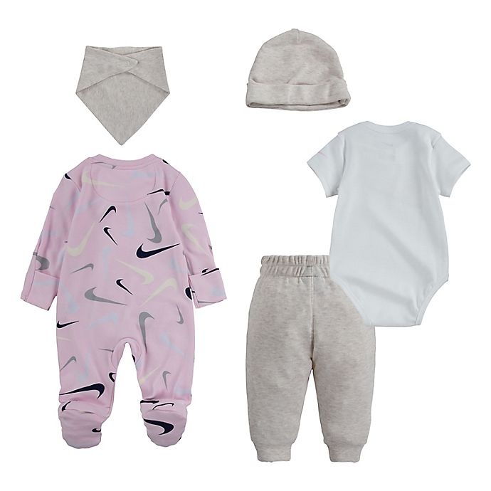 slide 2 of 6, Nike Newborn Swooshfetti Parade Layette Set - Yellow/Pink, 5 ct