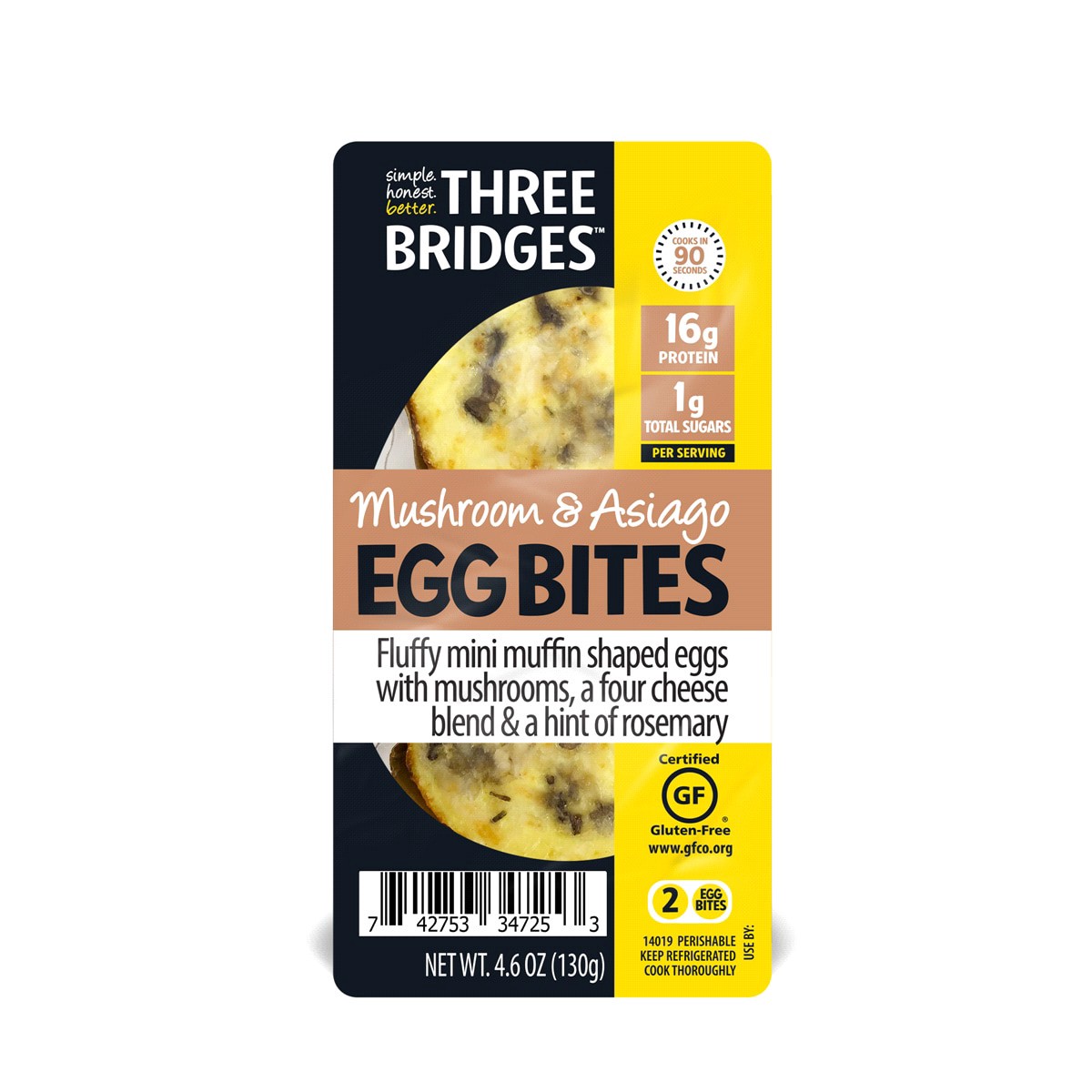 slide 1 of 1, Three Bridges Mushroom & Asiago Egg Bites, 4.6 oz