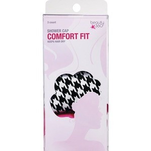 slide 1 of 1, Beauty 360 Comfort Fit Multi-Color Shower Caps, 3 ct