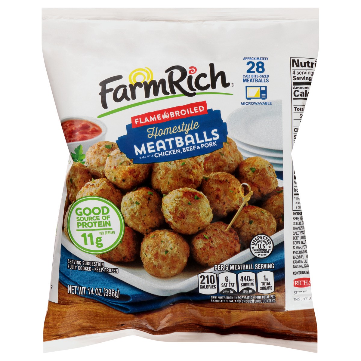slide 10 of 12, Farm Rich Flame Broiled Homestyle Meatballs 14 oz, 14 oz