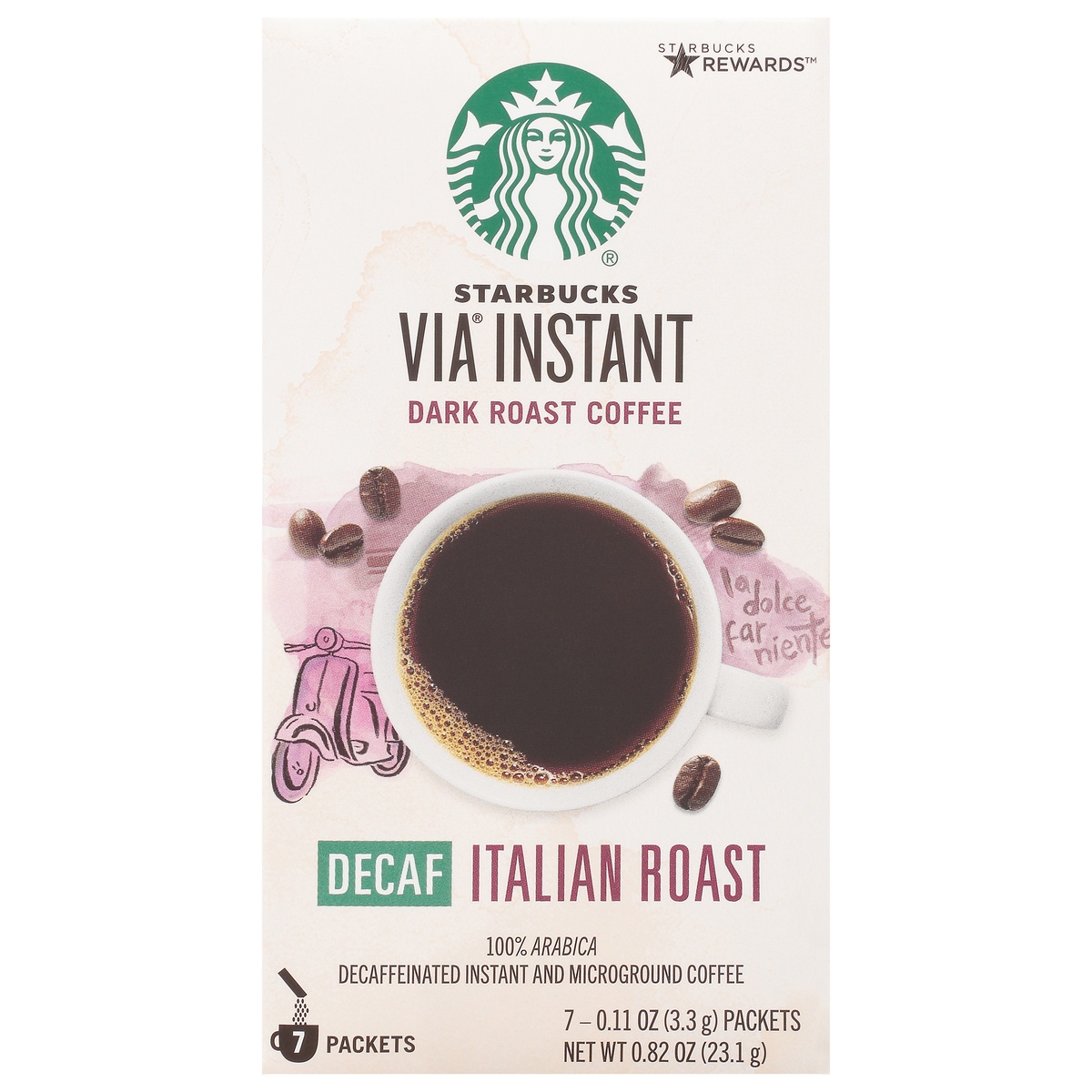 slide 1 of 1, Starbucks Via Instant Decaf Italian Roast, 7 ct