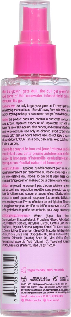 slide 5 of 13, b.tan Dark Rosewater Facial Tan Mist 6.7 fl oz, 6.7 fl oz