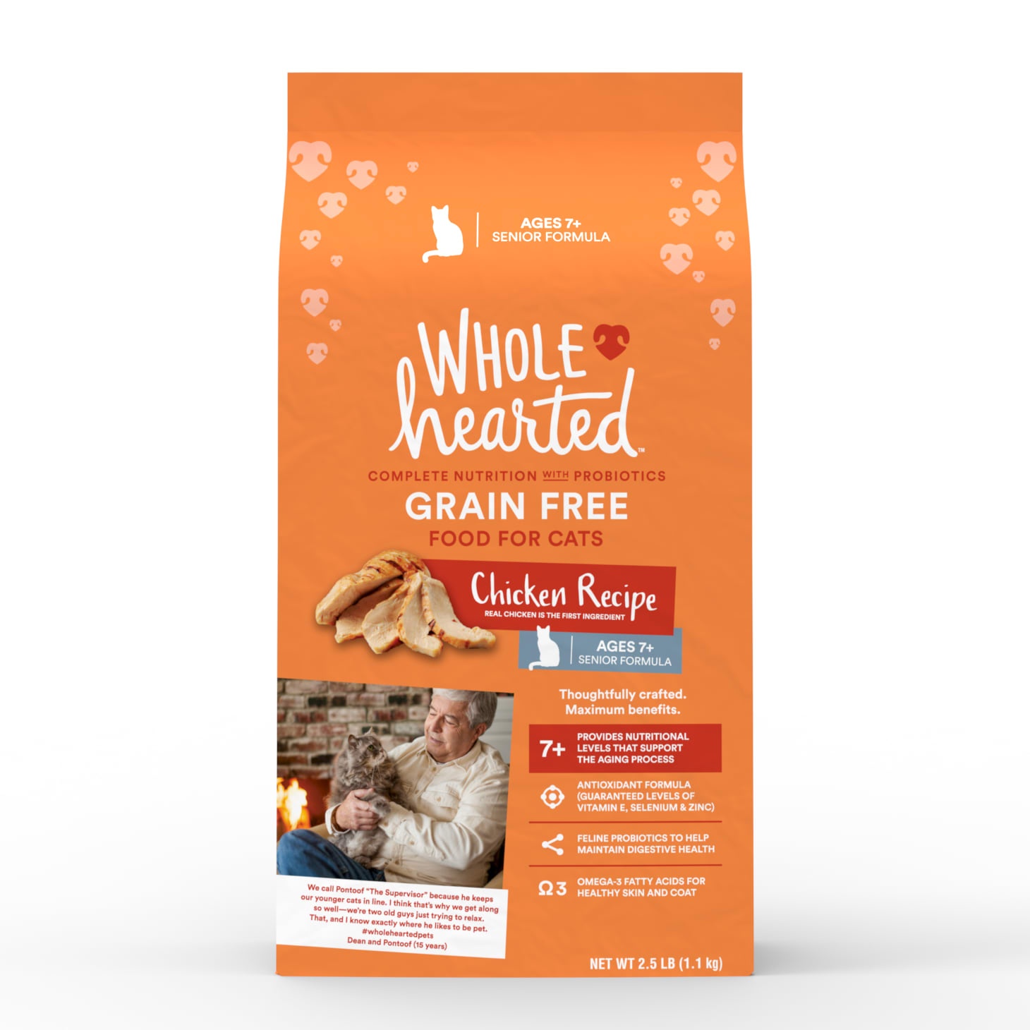 slide 1 of 1, WholeHearted Grain Free Senior Chicken Recipe Dry Cat Food, 2.5 lb