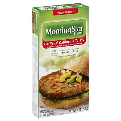 slide 1 of 1, MorningStar Farms Grillers California Turk'y Veggie Burgers, 4 ct