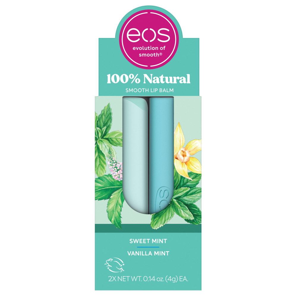 slide 1 of 1, eos® 100% Natural Organic Lip Balm Sweet Mint & Vanilla Mint, 2 ct / 0.14 oz