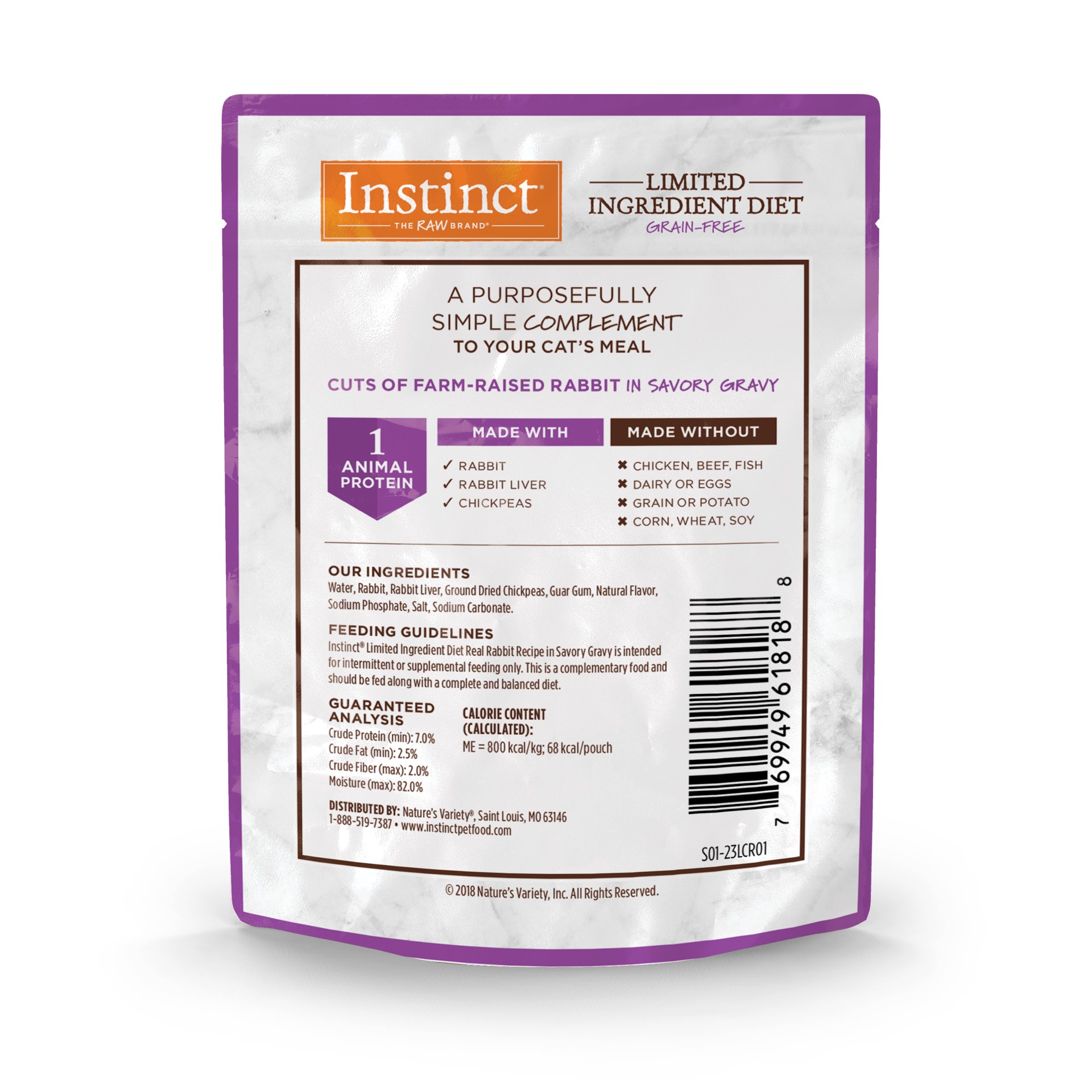 slide 5 of 7, Instinct Limited Ingredient Diet Rabbit Wet Cat Food Topper, 3 oz. Pouch, 0.19 lb